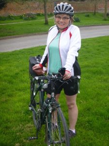 Barbara training for her 1,000 plus miles cycle.